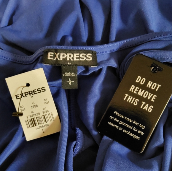 Express Blue Sleeveless Surplice Faux Wrap Dress Size L - Picture 6 of 8